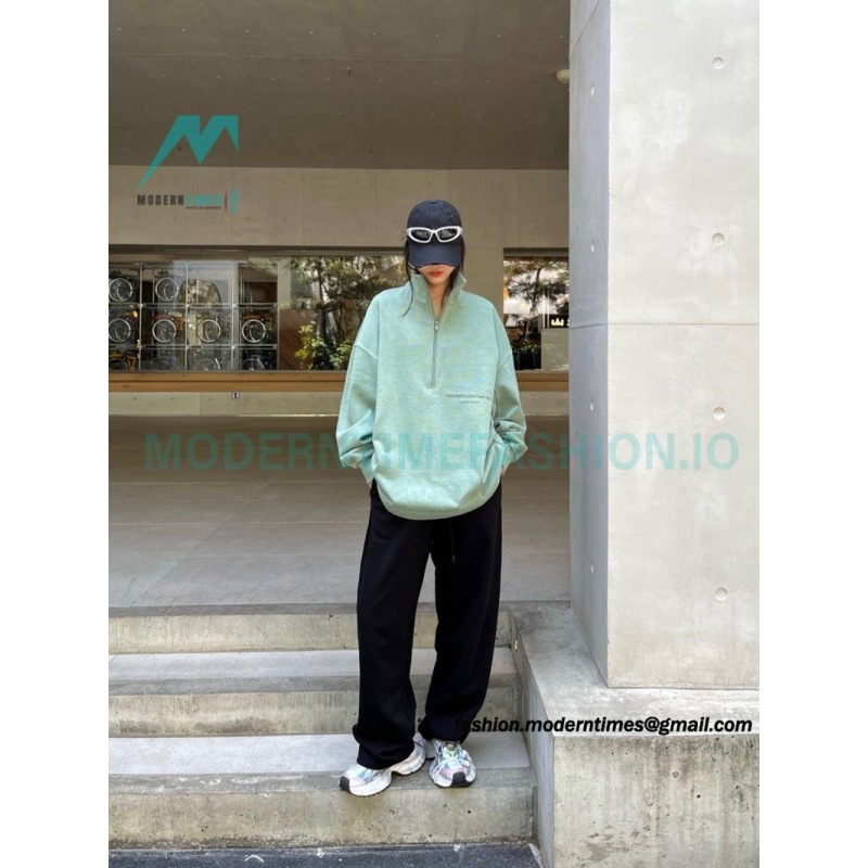 Alexander Wang - 23SS Foamed Three-dimensional Small Letter Print Half-zip Pullover Hoodie