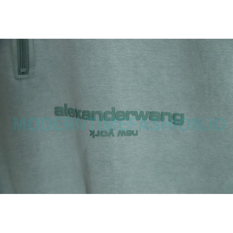 Alexander Wang - 23SS Foamed Three-dimensional Small Letter Print Half-zip Pullover Hoodie
