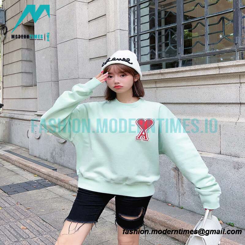 Ami - Love Embroidered Crew-neck Hoodie