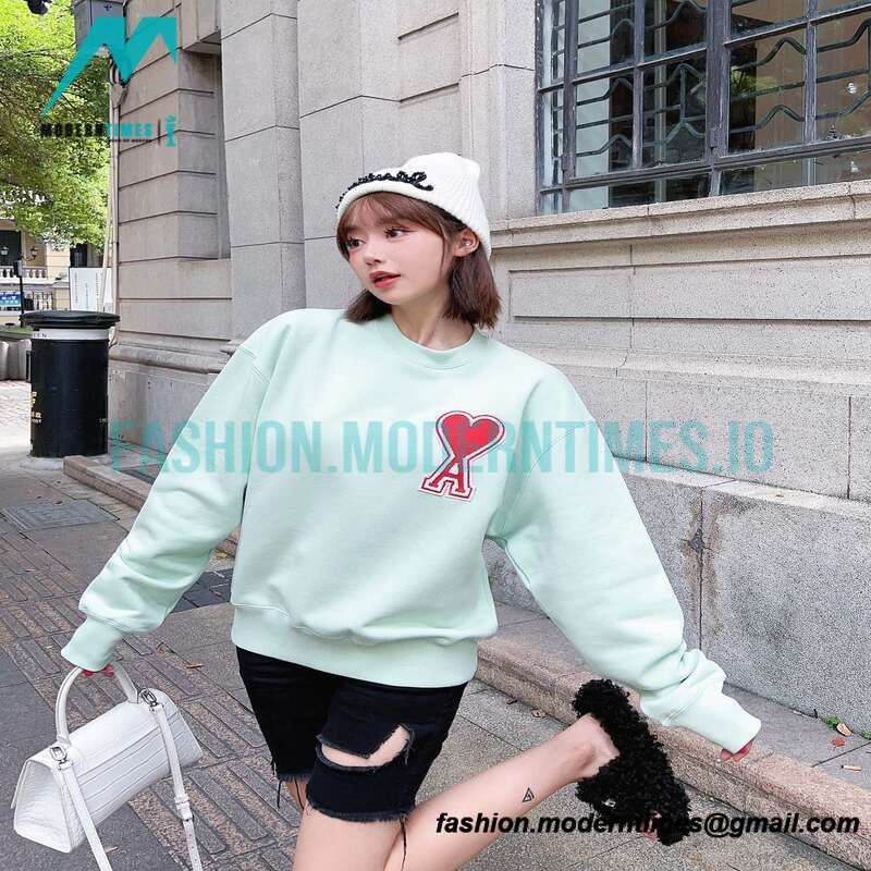 Ami - Love Embroidered Crew-neck Hoodie