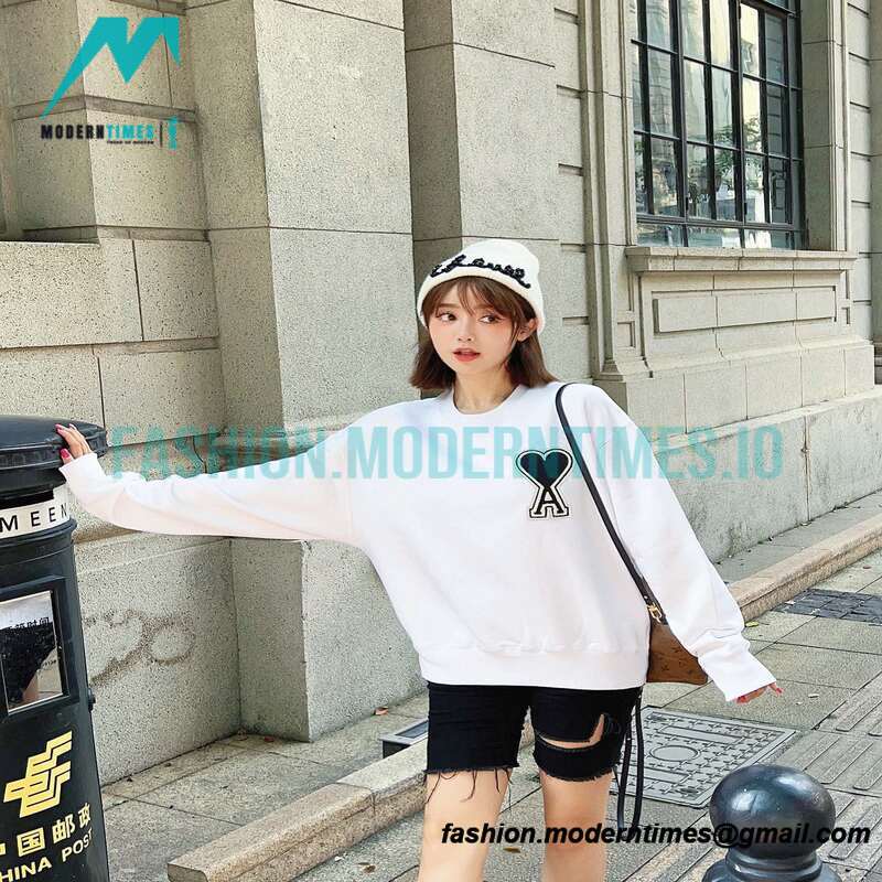 Ami - Love Embroidered Crew-neck Hoodie