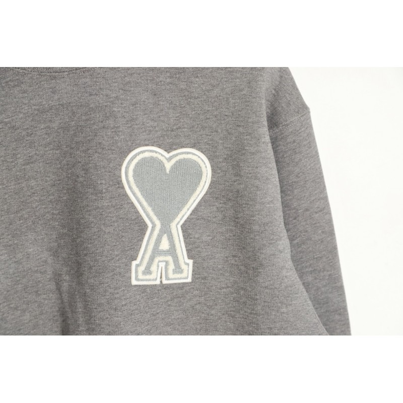 Ami - Love Embroidered Crew-neck Hoodie