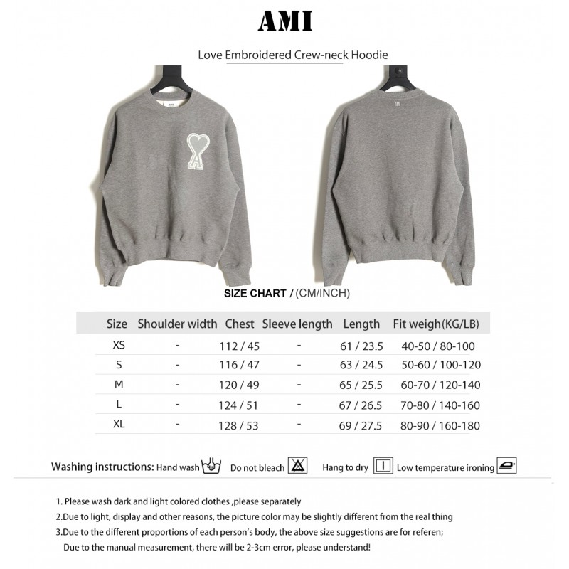 Ami - Love Embroidered Crew-neck Hoodie