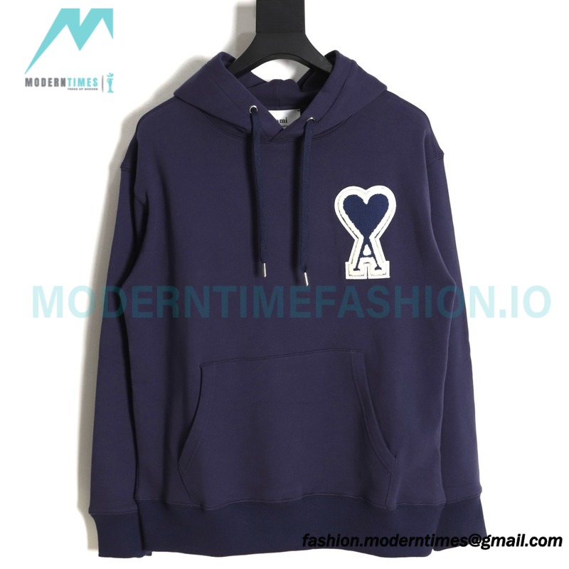 Ami - 23fw Patterned Love Embroidered Hoodie