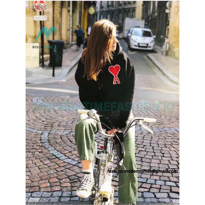 Ami - 23fw Patterned Love Embroidered Hoodie