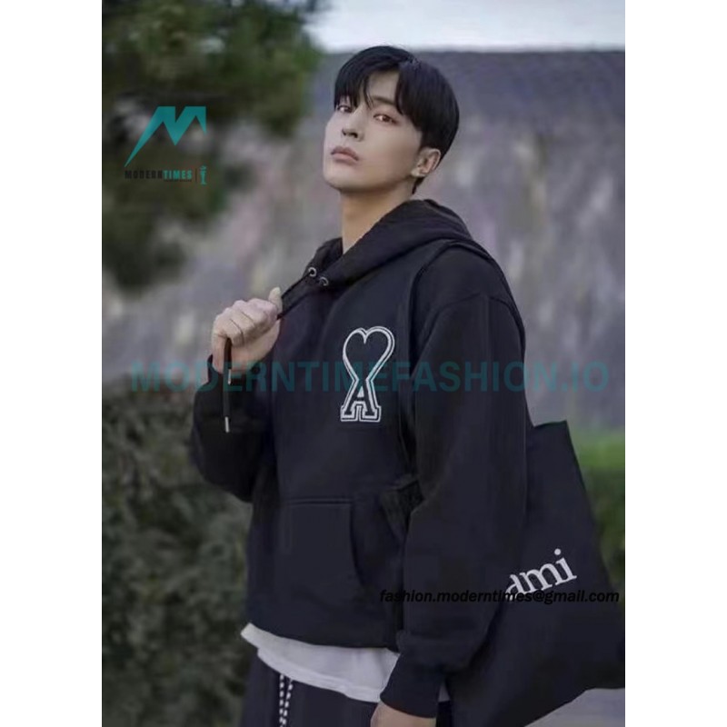 Ami - 23fw Patterned Love Embroidered Hoodie