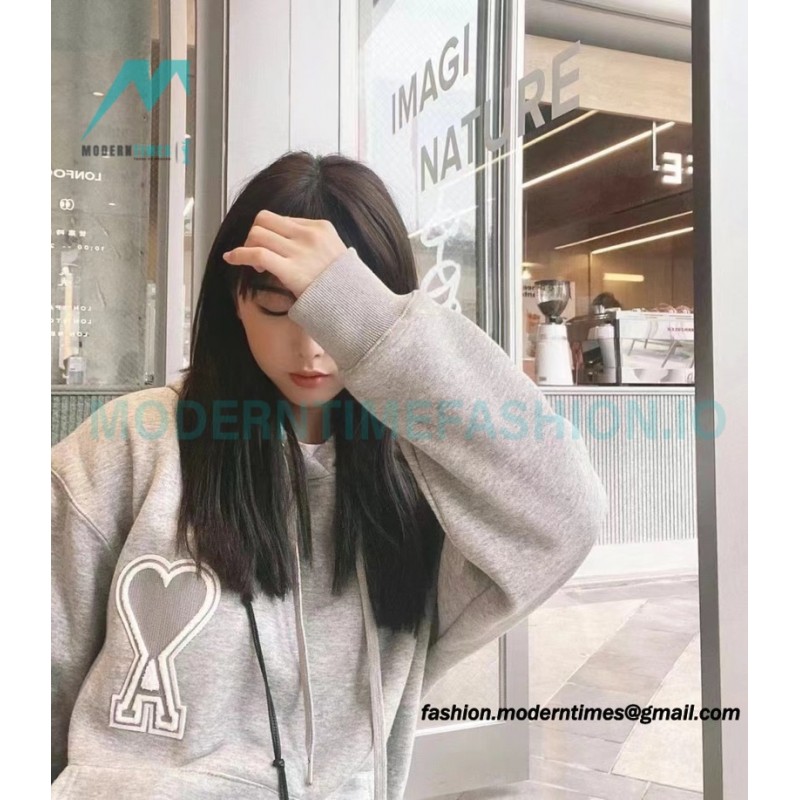 Ami - 23fw Patterned Love Embroidered Hoodie