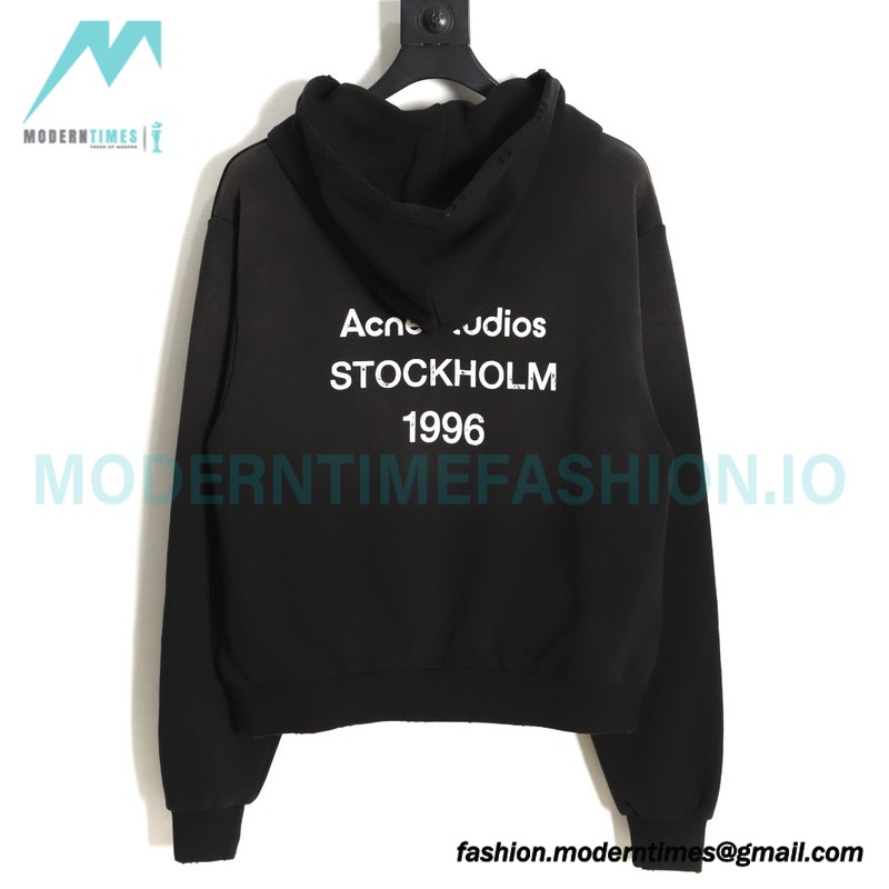 Acne Studios - 2023 Autumn Winter New Washed Back Printed Letter Hoodie