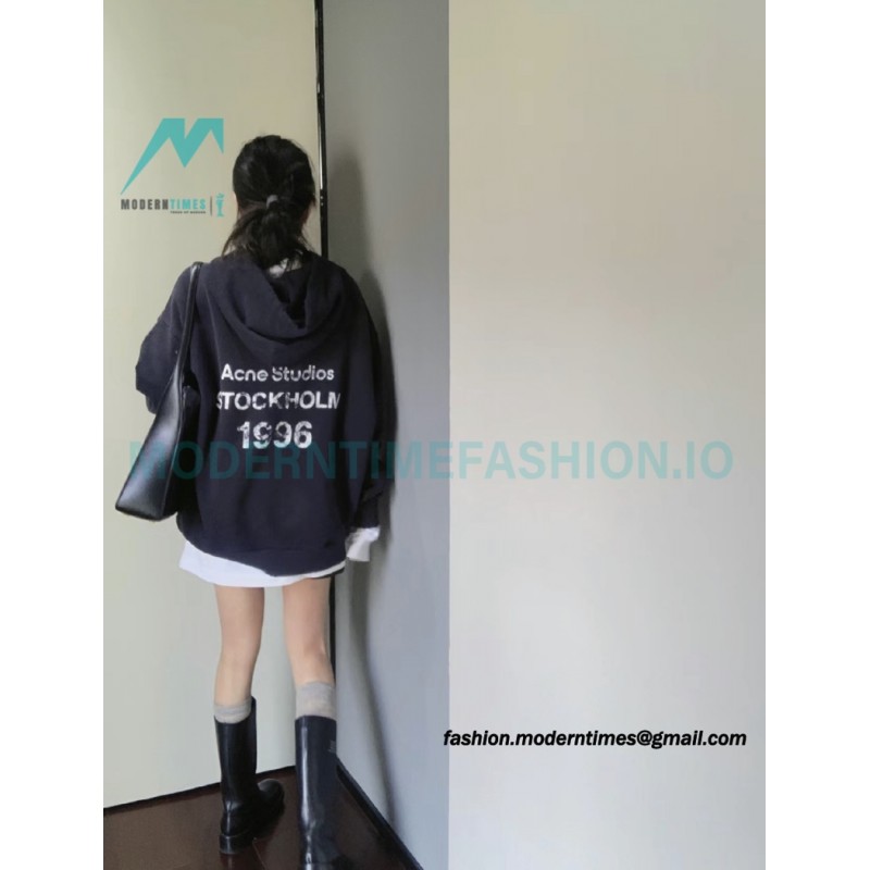 Acne Studios - 2023 Autumn Winter New Washed Back Printed Letter Hoodie