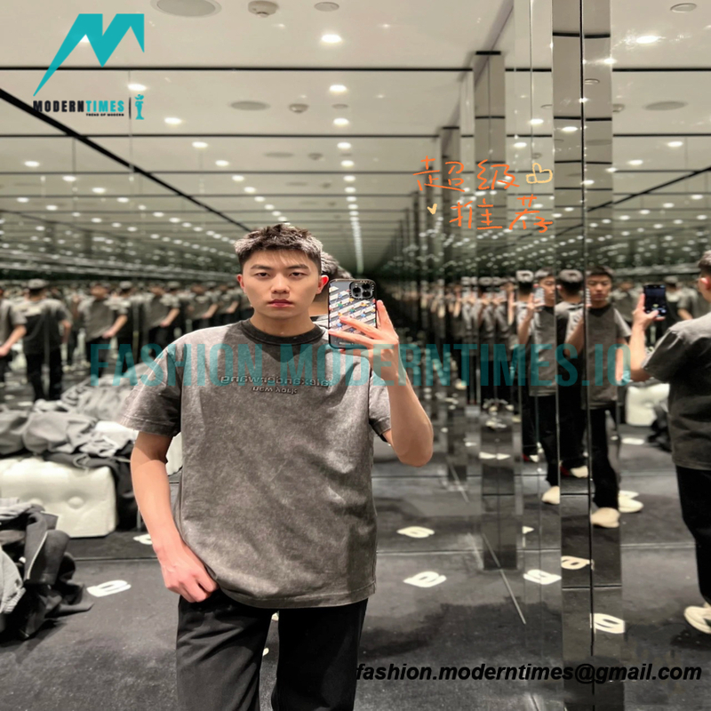  Alexander Wang - 23SS Washed 3D-letter Embossed Short-sleeved T-shirt