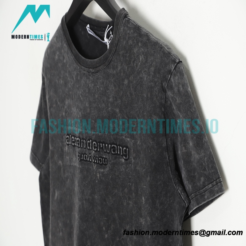  Alexander Wang - 23SS Washed 3D-letter Embossed Short-sleeved T-shirt