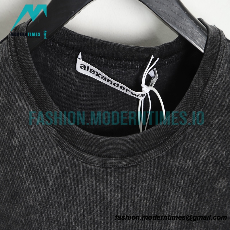  Alexander Wang - 23SS Washed 3D-letter Embossed Short-sleeved T-shirt