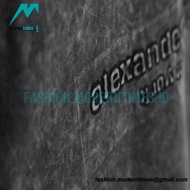  Alexander Wang - 23SS Washed 3D-letter Embossed Short-sleeved T-shirt