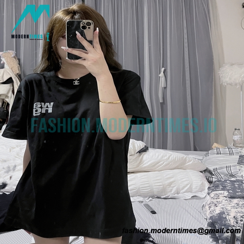 Alexander Wang -  Reflective Letter-printed Short-sleeved T-shirt
