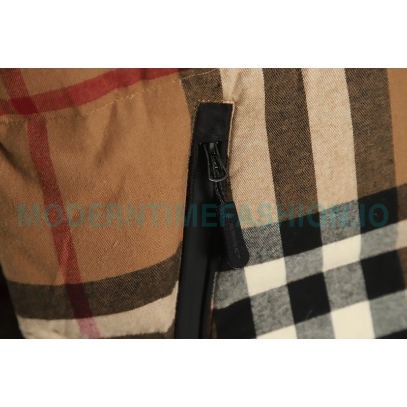 Burberry - 21Fw Stand Collar Check Down Jacket With Removable Sleeves