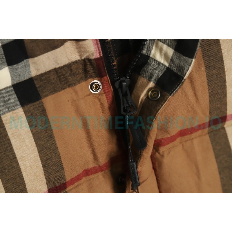 Burberry - 21Fw Stand Collar Check Down Jacket With Removable Sleeves