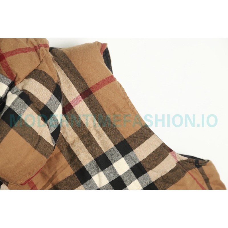 Burberry - 21Fw Stand Collar Check Down Jacket With Removable Sleeves