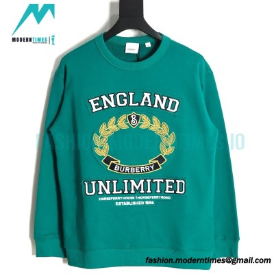 Burberry - 23Fw Oak Leaf Applique Embroidered Crew Neck Hoodie