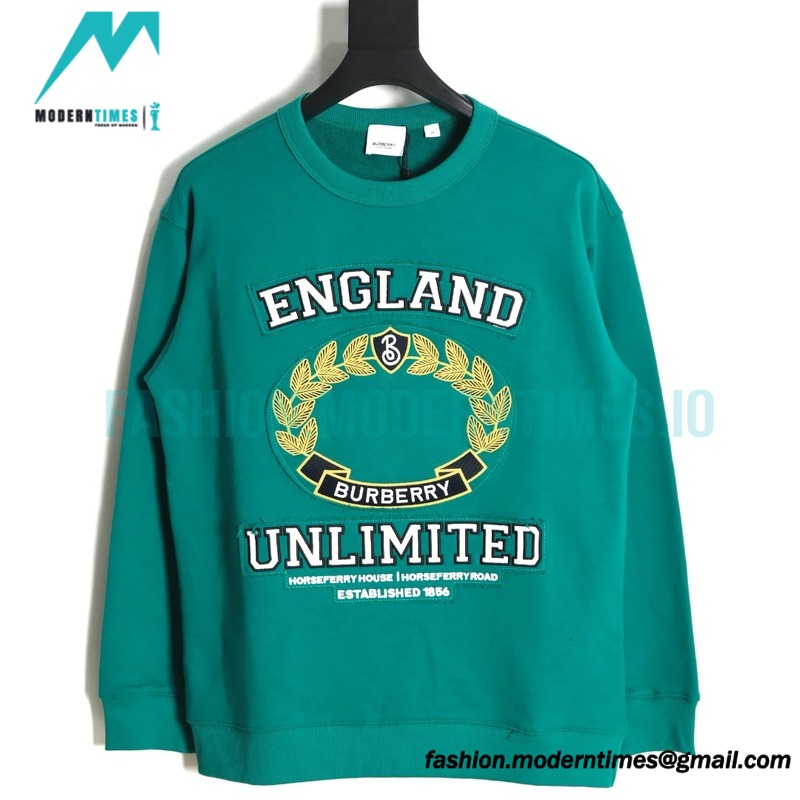 Burberry - 23Fw Oak Leaf Applique Embroidered Crew Neck Hoodie