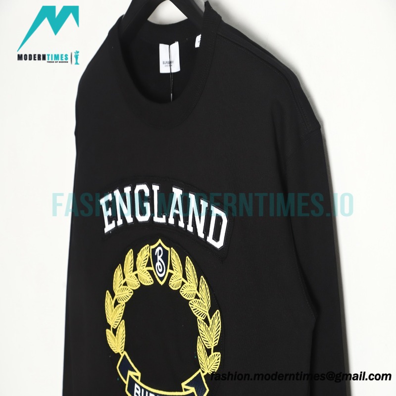 Burberry - 23Fw Oak Leaf Applique Embroidered Crew Neck Hoodie