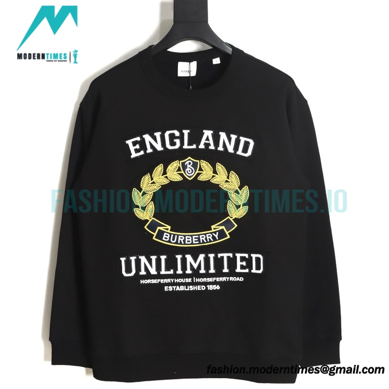 Burberry - 23Fw Oak Leaf Applique Embroidered Crew Neck Hoodie