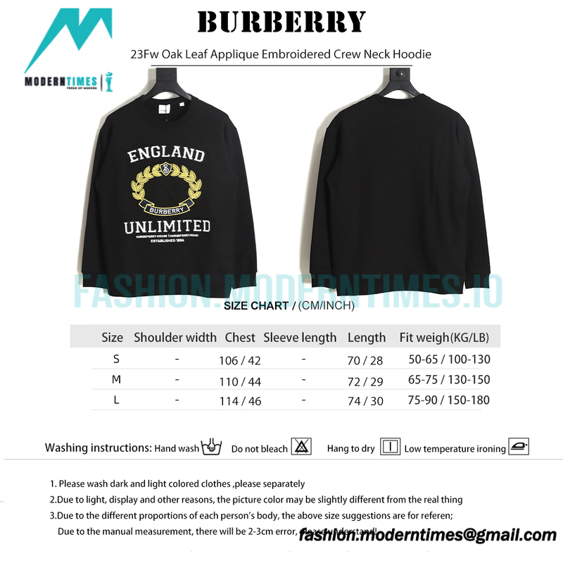 Burberry - 23Fw Oak Leaf Applique Embroidered Crew Neck Hoodie