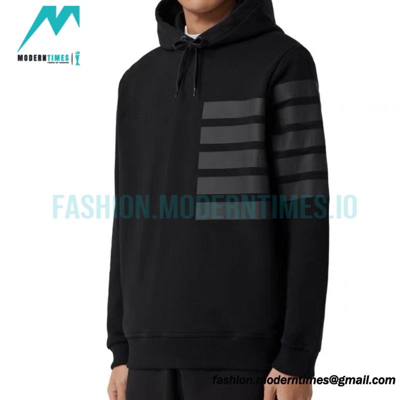 Burberry - 22FW Striped Letter Pressed Leather Hoodie