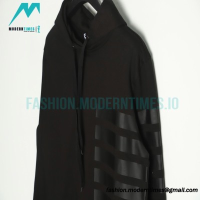 Burberry - 22FW Striped Letter Pressed Leather Hoodie