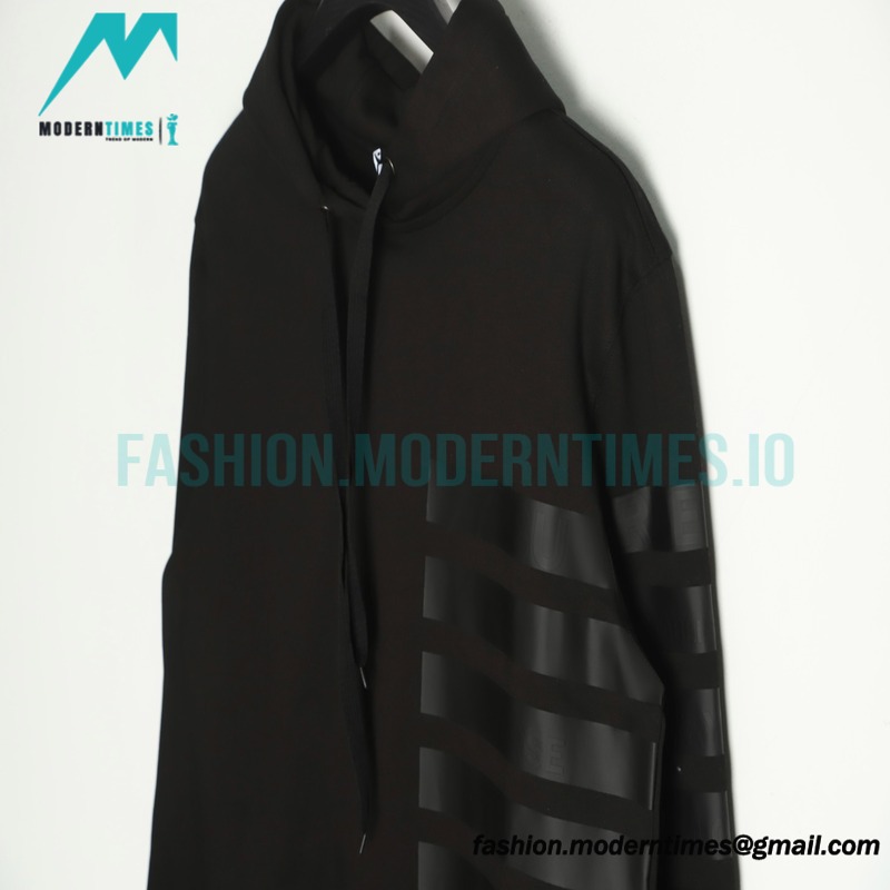 Burberry - 22FW Striped Letter Pressed Leather Hoodie