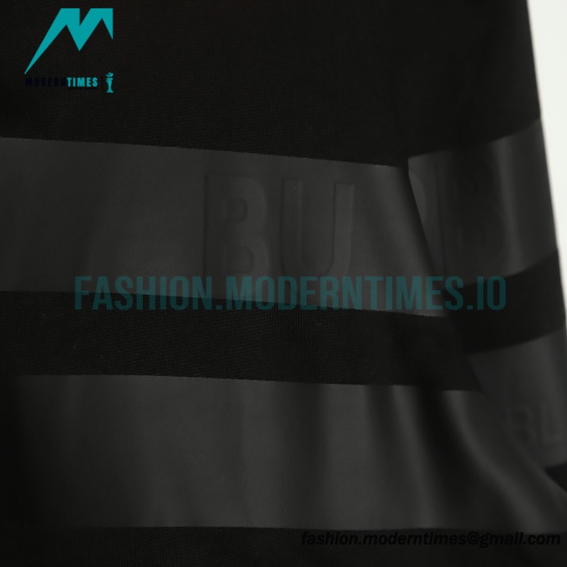Burberry - 22FW Striped Letter Pressed Leather Hoodie