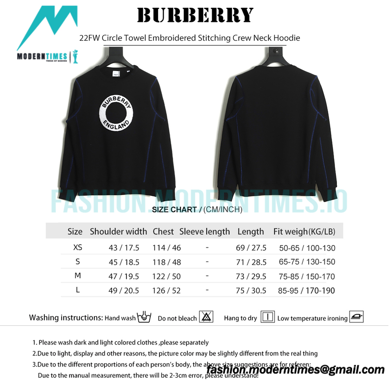 Burberry - 22FW Circle Towel Embroidered Stitching Crew Neck Hoodie