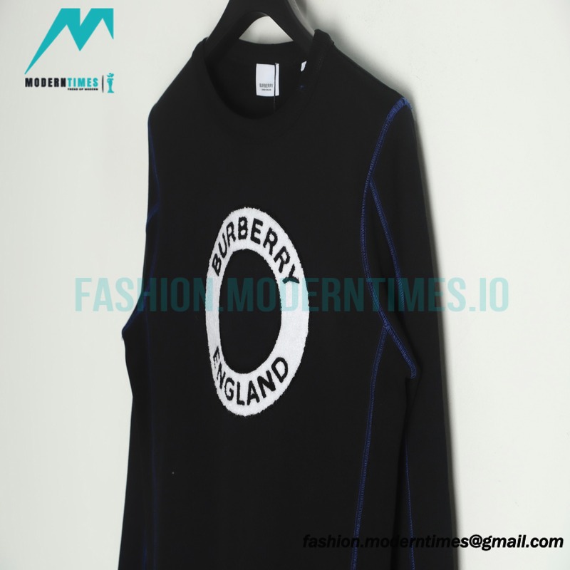 Burberry - 22FW Circle Towel Embroidered Stitching Crew Neck Hoodie