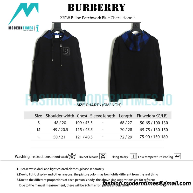 Burberry - 22FW B-line Patchwork Blue Check Hoodie