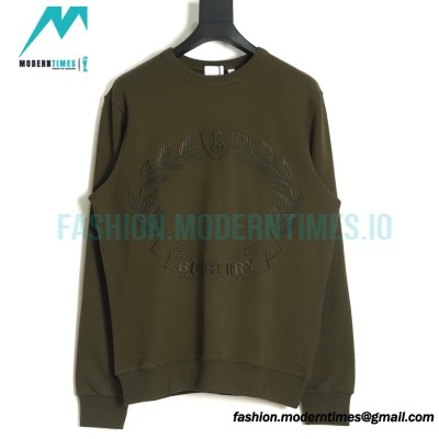 Burberry - 22FW Oak Leaf Olive Branch Badge Embroidered Crew Neck Hoodie