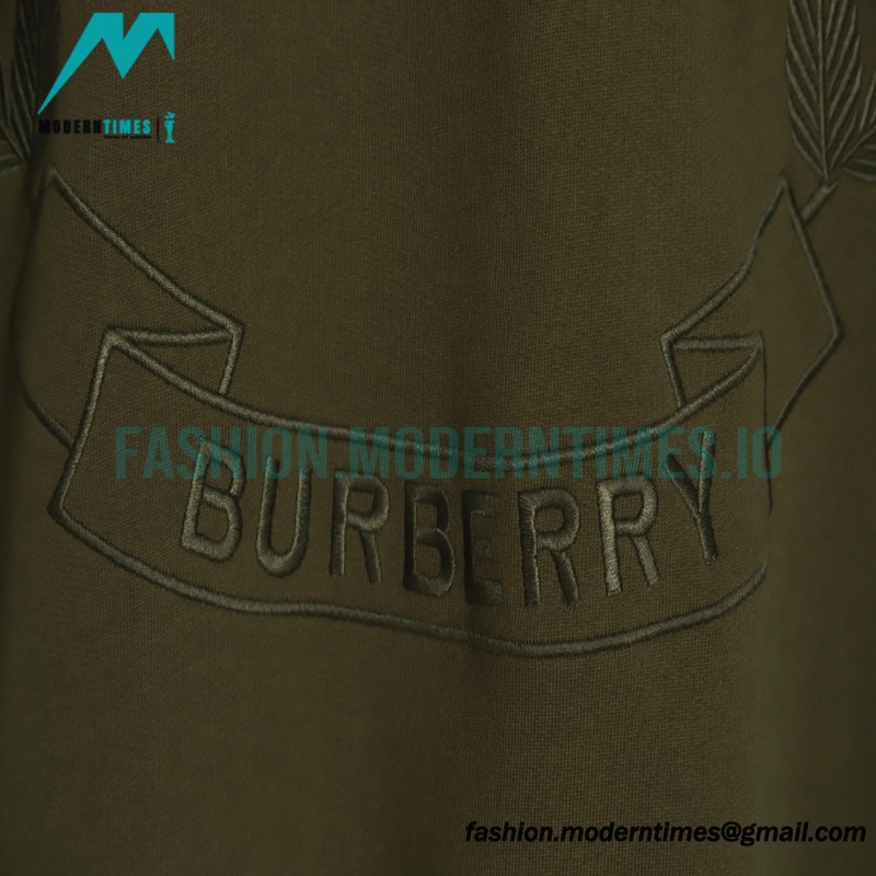 Burberry - 22FW Oak Leaf Olive Branch Badge Embroidered Crew Neck Hoodie