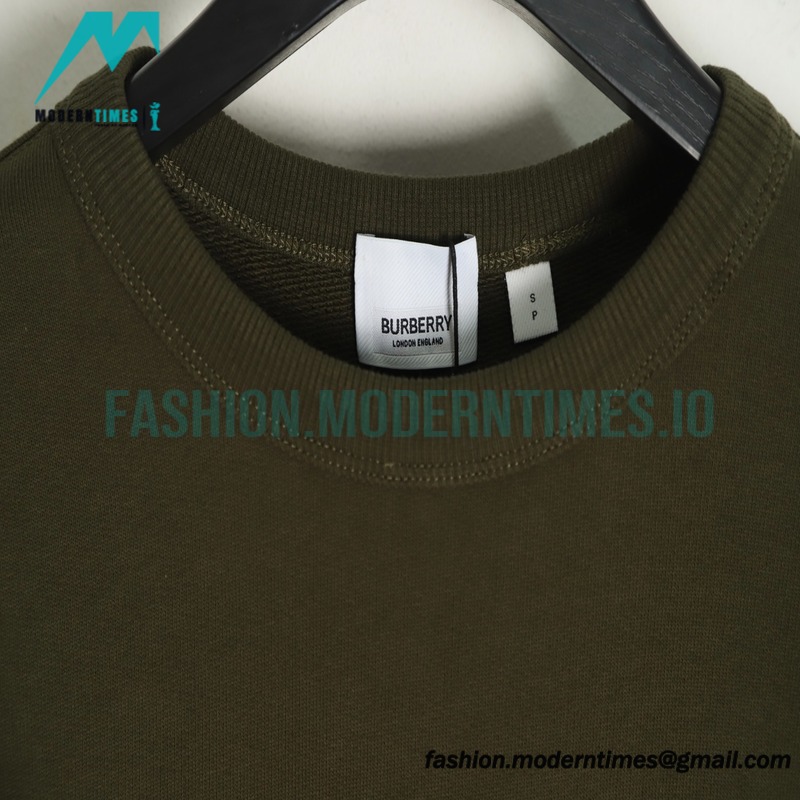 Burberry - 22FW Oak Leaf Olive Branch Badge Embroidered Crew Neck Hoodie
