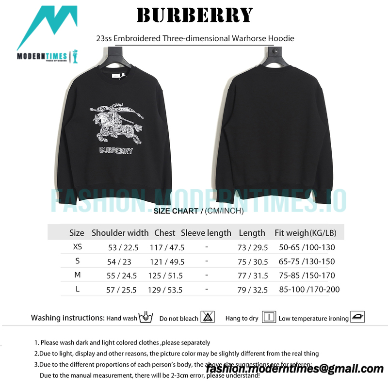 Burberry - 23ss Embroidered Three-dimensional Warhorse Hoodie