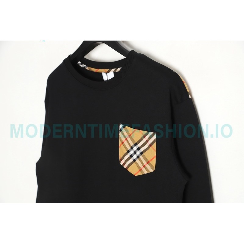 Burberry - 23fw Plaid Pocket Patchwork Round Neck Hoodie