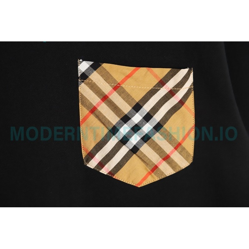 Burberry - 23fw Plaid Pocket Patchwork Round Neck Hoodie