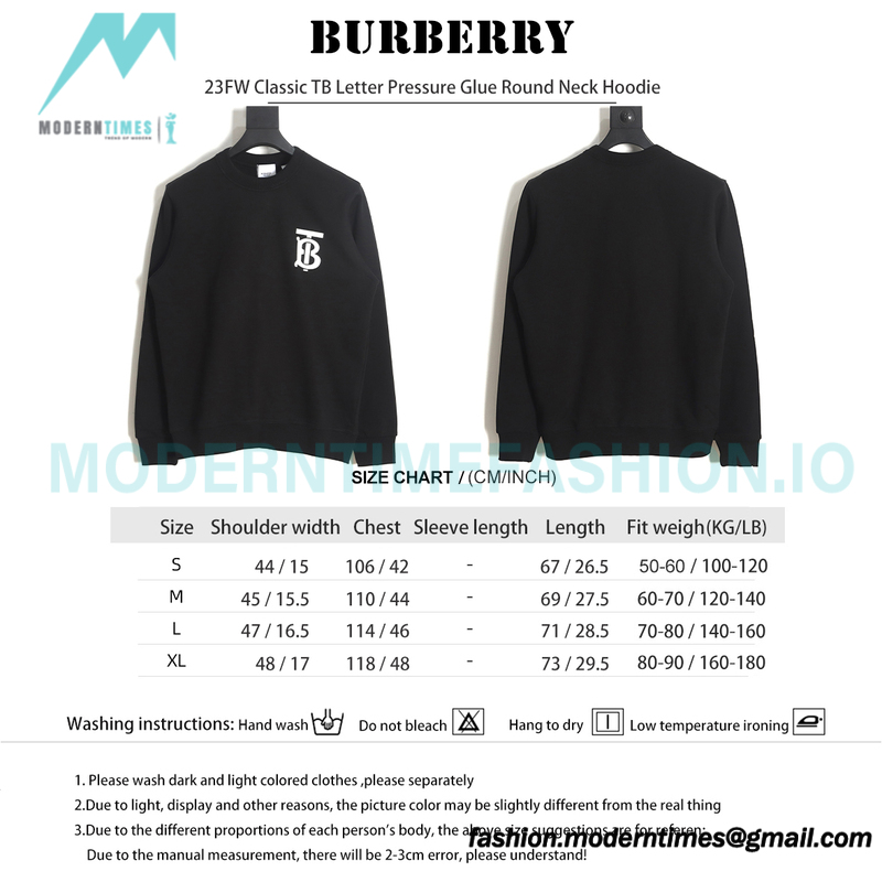 Burberry - 23FW Classic TB Letter Pressure Glue Round Neck Hoodie