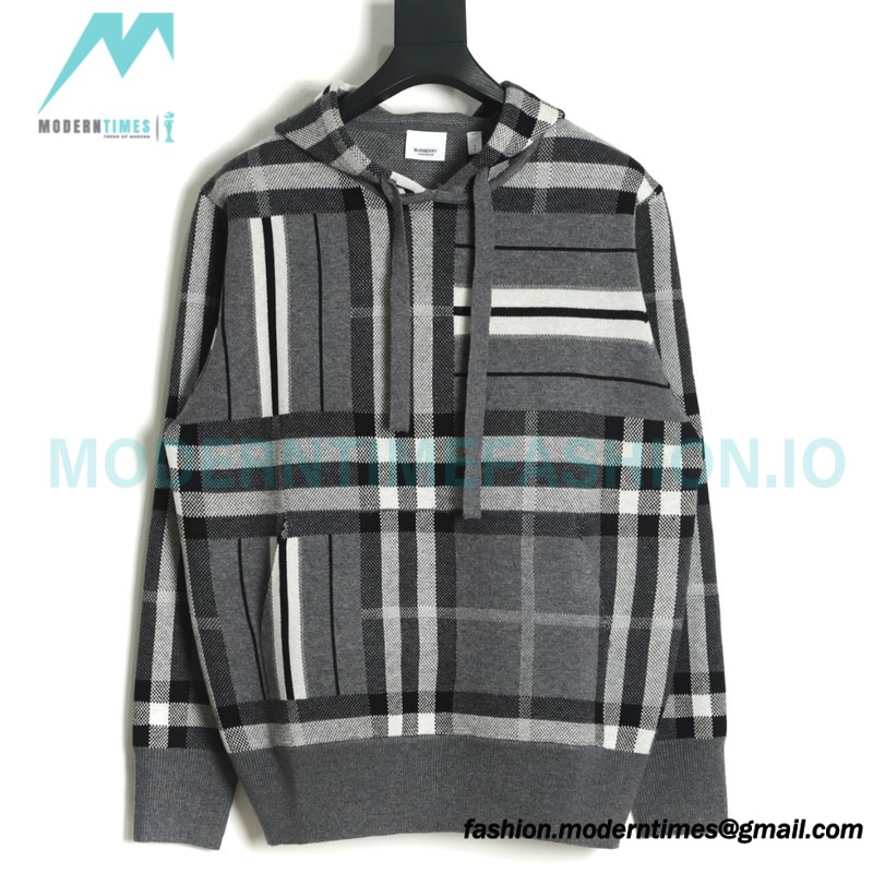 Burberry - 23FW Plaid Knit Hoodie