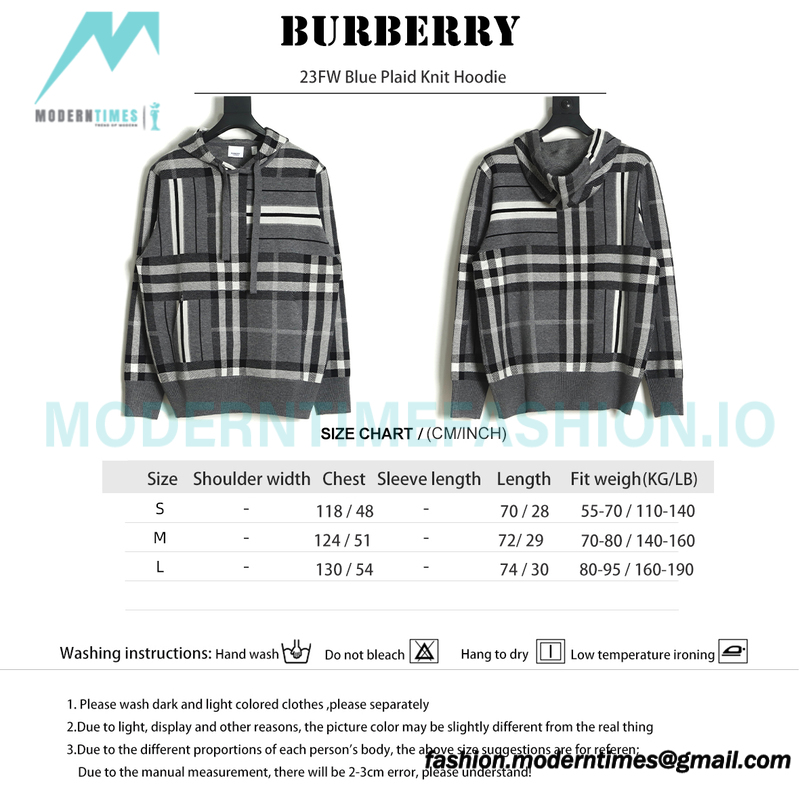 Burberry - 23FW Plaid Knit Hoodie