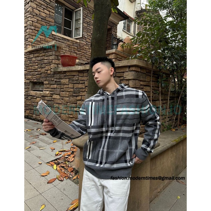 Burberry - 23FW Plaid Knit Hoodie
