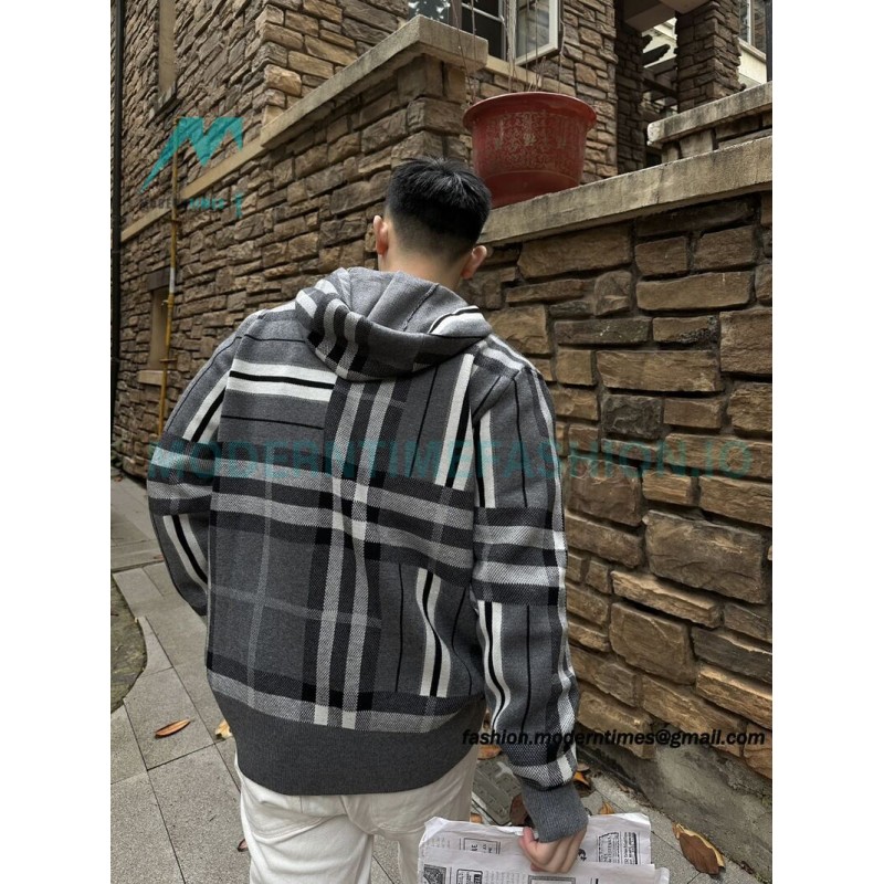 Burberry - 23FW Plaid Knit Hoodie