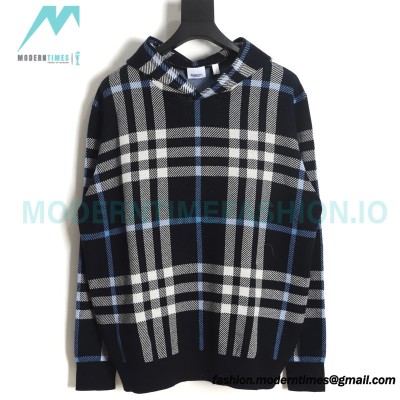 Burberry - 23FW Plaid Knit Hoodie