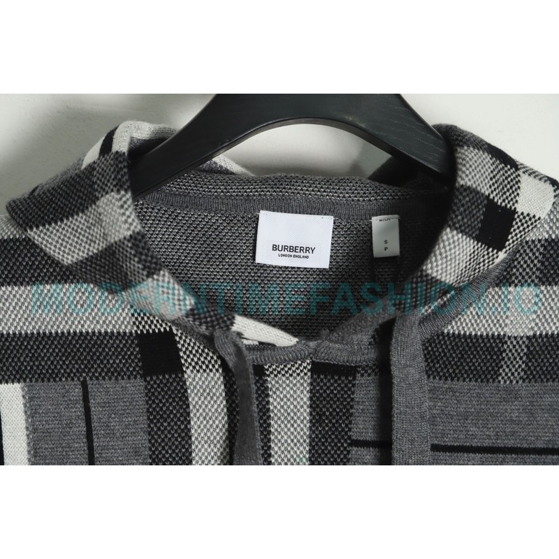 Burberry - 23FW Plaid Knit Hoodie