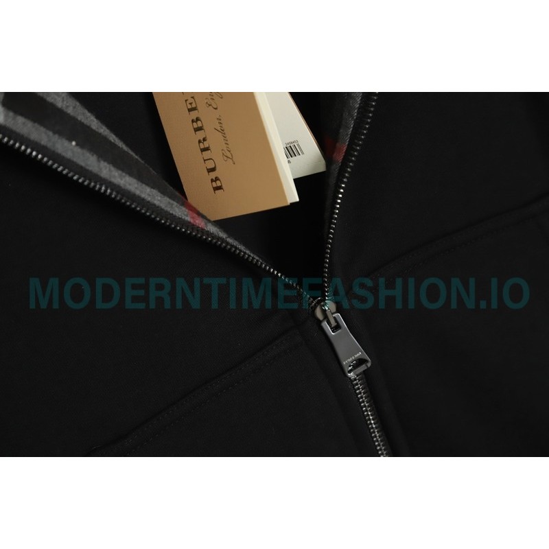 Burberry - 22FW Embroidered War Horse Hat Plaid Zipper Hoodie