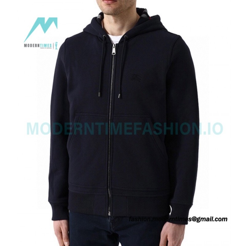 Burberry - 22FW Embroidered War Horse Hat Plaid Zipper Hoodie