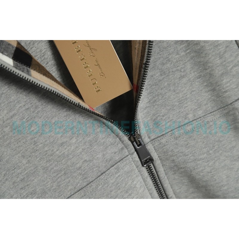 Burberry - 22FW Embroidered War Horse Hat Plaid Zipper Hoodie