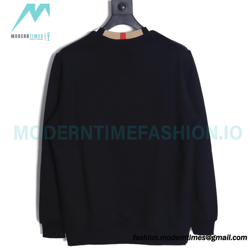 Burberry - Color Matching Round Neck Letter Embroidery Long Sleeve Hoodie